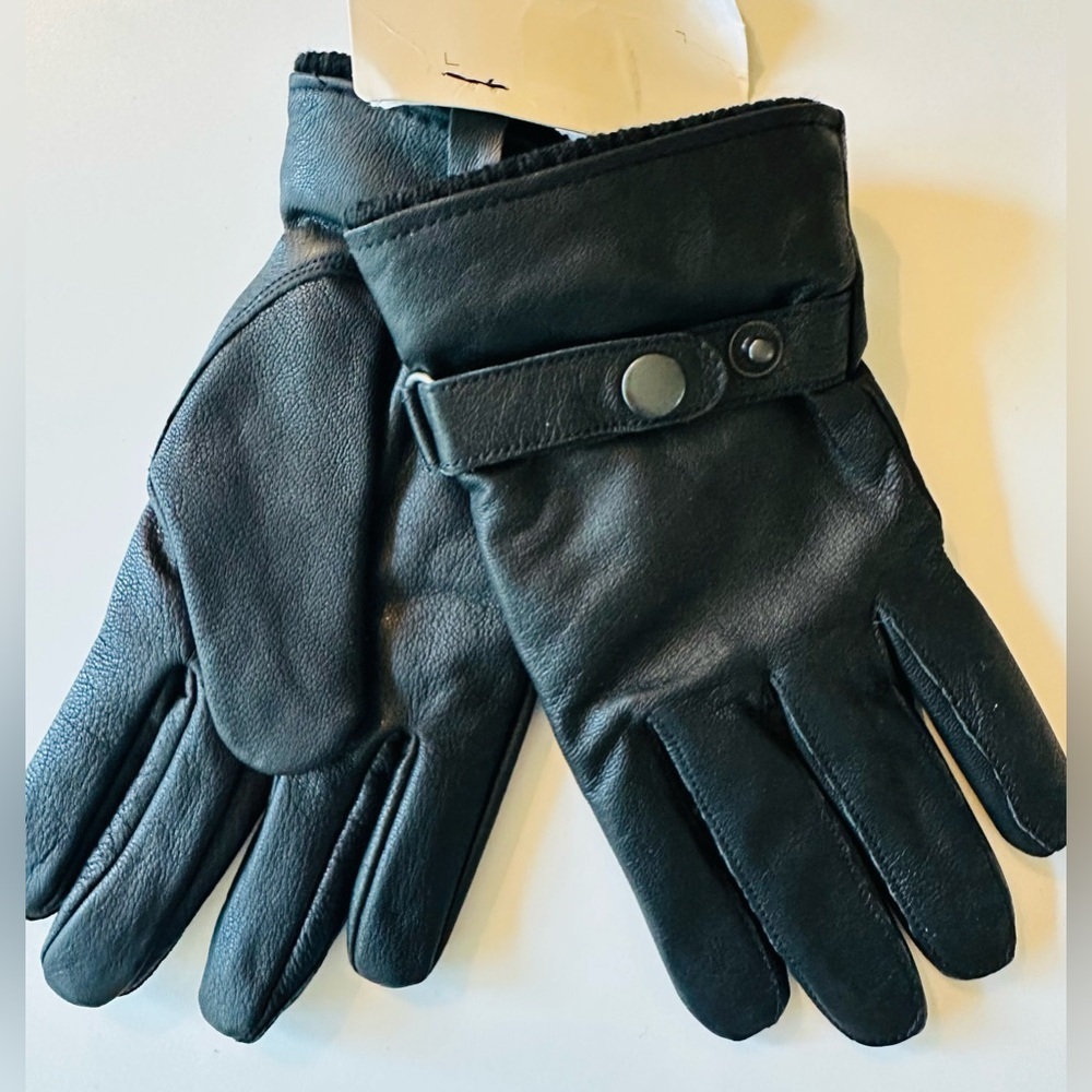 NEW! ZARA LEATHER Gloves Black Mens - Picture 3 of 9